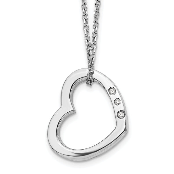 White Ice 925 Sterling Silver Diamond Heart Necklace with Extender