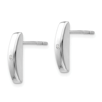 Sterling Silver Diamond Drop Earrings in Polished Rhodium Finish