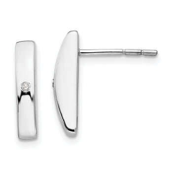 Sterling Silver Diamond Drop Earrings in Polished Rhodium Finish
