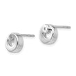 Sterling Silver Diamond Button Earrings in Polished Rhodium