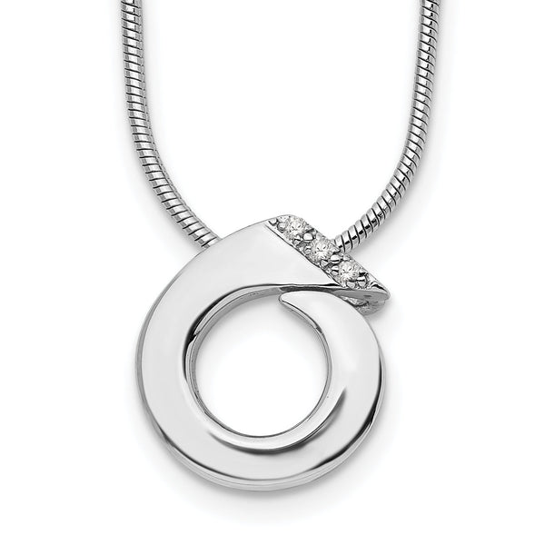 Sterling Silver Diamond Circle Necklace with Extender