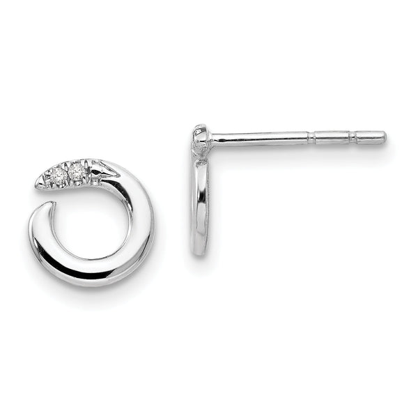 White Ice Sterling Silver Diamond Circle Earrings, Polished & Gift Ready