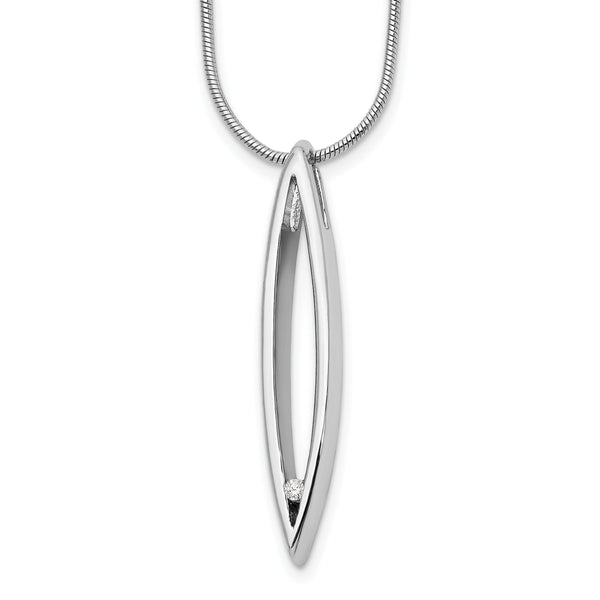 Sterling Silver Diamond Necklace with 2 Inch Extender