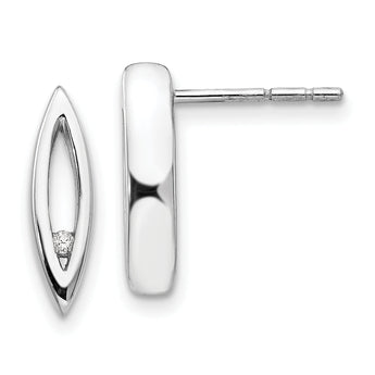 Sterling Silver Rhodium-Plated Diamond Earrings with Polished Finish, Gift Ready
