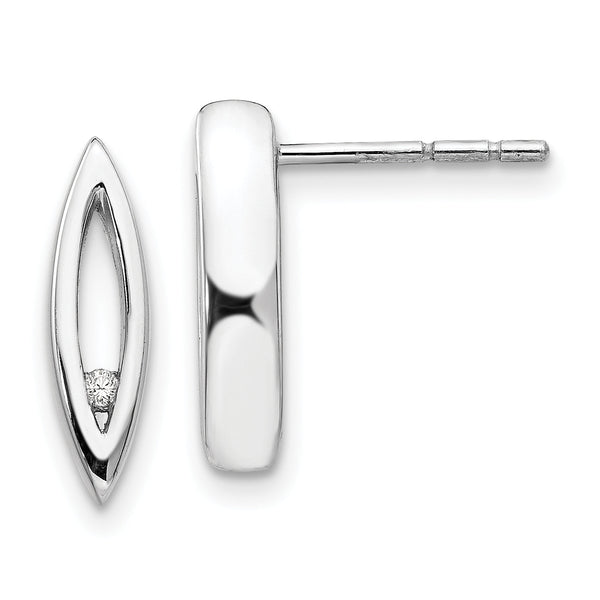 Sterling Silver Rhodium-Plated Diamond Earrings with Polished Finish, Gift Ready
