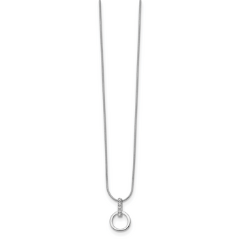 Sterling Silver Diamond Necklace with Rhodium Polished Finish