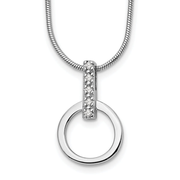 Sterling Silver Diamond Necklace with Rhodium Polished Finish