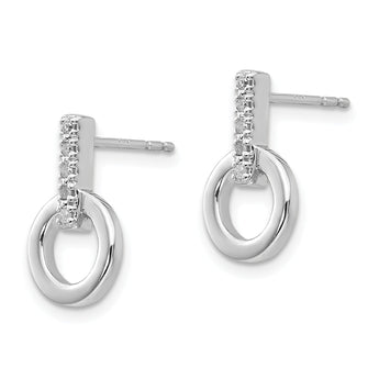 Sterling Silver Diamond Drop Earrings with Rhodium Polish