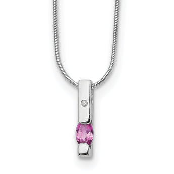 White Ice Sterling Silver Necklace with Diamond & Pink Tourmaline