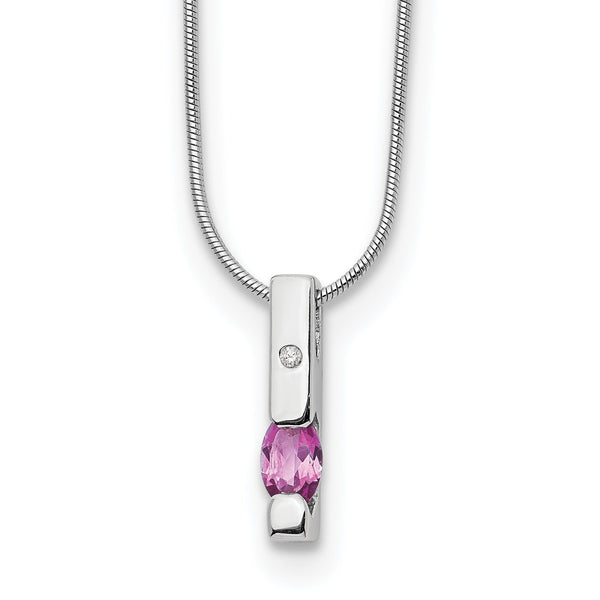 White Ice Sterling Silver Necklace with Diamond & Pink Tourmaline