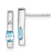 Sterling Silver RH Plated White Ice .02ct. Diamond and Blue Topaz Earrings