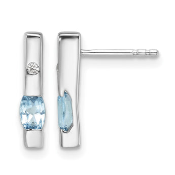 White Ice Sterling Silver Rhodium-plated Diamond and Blue Topaz Post Earrings - Birthstone Company