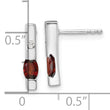 Sterling Silver RH Plated White Ice .02ct. Diamond and Garnet Earrings