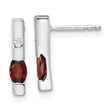 Sterling Silver RH Plated White Ice .02ct. Diamond and Garnet Earrings