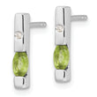 Sterling Silver RH Plated White Ice .02ct. Diamond and Peridot Earrings