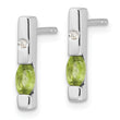 White Ice Sterling Silver Rhodium-plated Diamond and Peridot Post Earrings - Birthstone Company