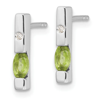 White Ice Sterling Silver Rhodium-plated Diamond and Peridot Post Earrings - Birthstone Company