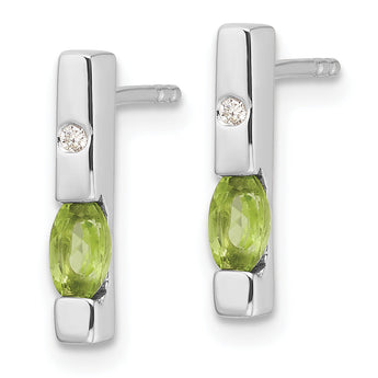 Sterling Silver RH Plated White Ice .02ct. Diamond and Peridot Earrings