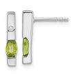 Sterling Silver RH Plated White Ice .02ct. Diamond and Peridot Earrings