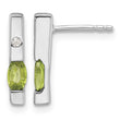 White Ice Sterling Silver Rhodium-plated Diamond and Peridot Post Earrings - Birthstone Company