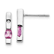 Sterling Silver Diamond & Pink Tourmaline Dangle Earrings
