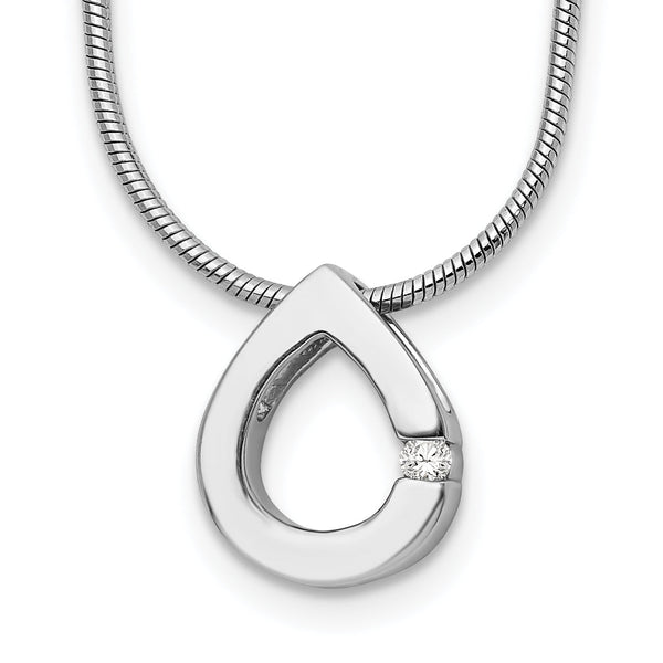 White Ice 925 Sterling Silver Diamond Teardrop Necklace Gift Ready