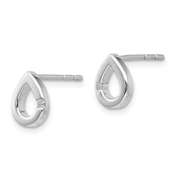 Sterling Silver Diamond Teardrop Earrings Gift Ready