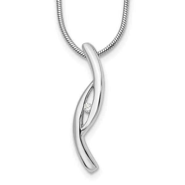 Sterling Silver Diamond Necklace with Rhodium-Plated Elegance