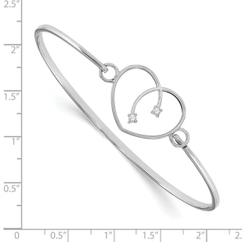 Sterling Silver Diamond Heart Bangle Gift Ready Elegance