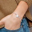 Sterling Silver Diamond Heart Bangle Polished Gift Ready