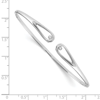 White Ice Sterling Silver Diamond Cuff Bracelet with Rhodium Polish - Birthstone Company