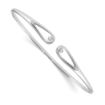 White Ice Sterling Silver Diamond Cuff Bracelet with Rhodium Polish - Birthstone Company