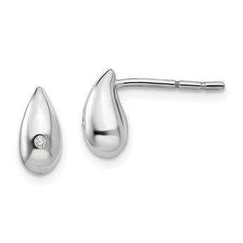 White Ice Sterling Silver Diamond Teardrop Earrings with Rhodium Polished Finish
