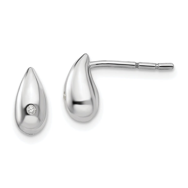 White Ice Sterling Silver Diamond Teardrop Earrings with Rhodium Polished Finish