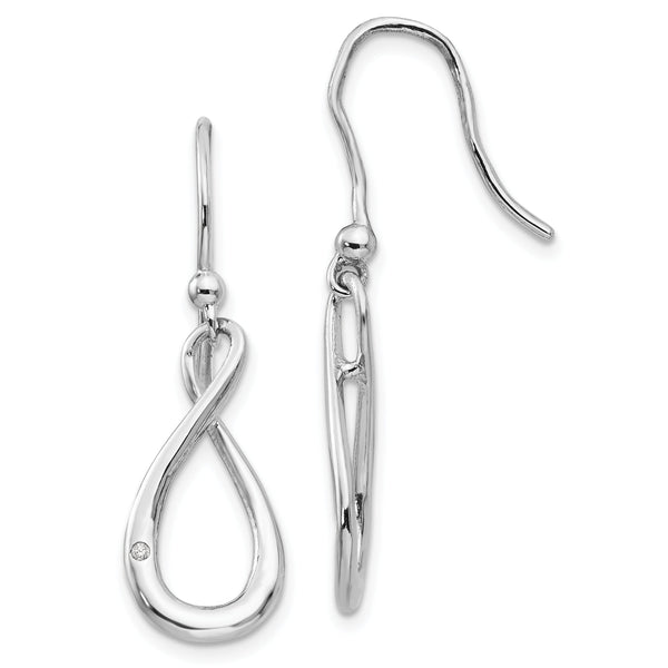 Sterling Silver Diamond Dangle Earrings with Rhodium Finish