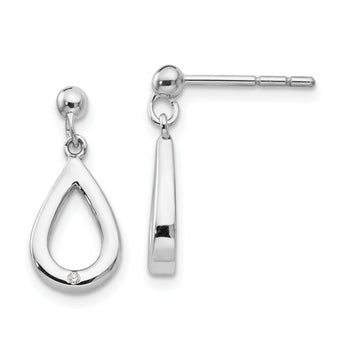 White Ice Sterling Silver Diamond Teardrop Dangle Earrings Gift Ready