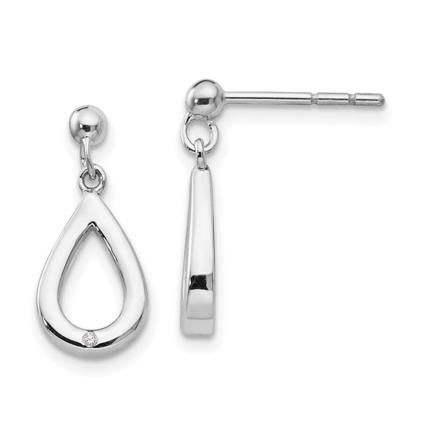 White Ice Sterling Silver Diamond Teardrop Dangle Earrings Gift Ready