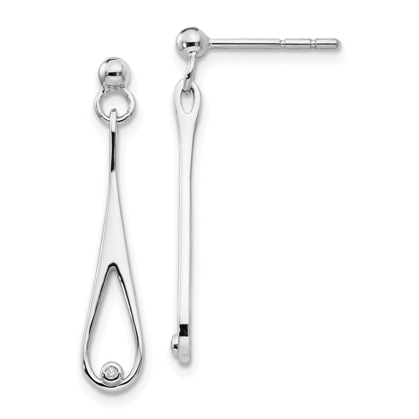 Sterling Silver Diamond Dangle Earrings with Rhodium-Plated Elegance