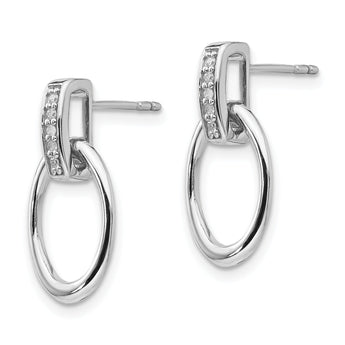 Sterling Silver Diamond Dangle Earrings with Rhodium Finish