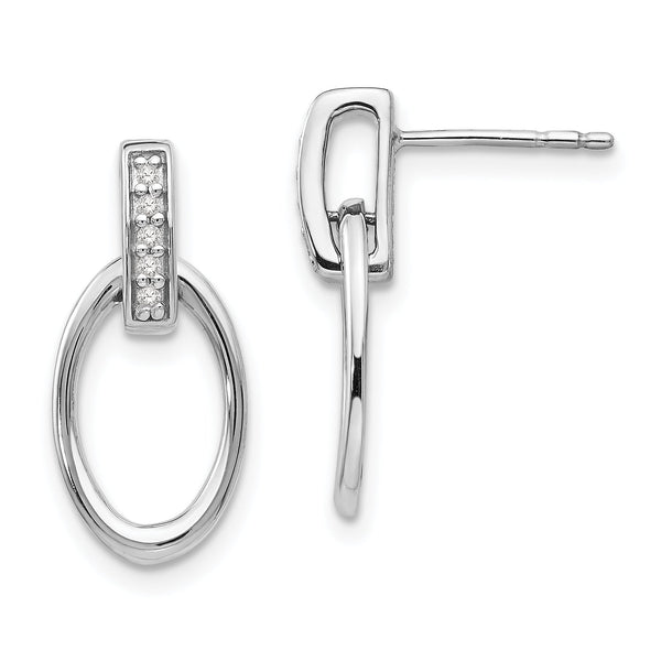Sterling Silver Diamond Dangle Earrings with Rhodium Finish