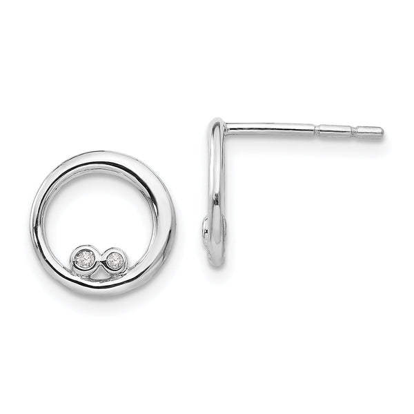 Sterling Silver Rhodium-Plated Diamond Earrings with Polished Finish Gift Ready