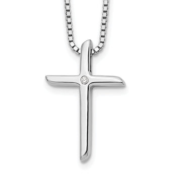 Diamond Cross Necklace in Sterling Silver, 18