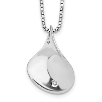 White Ice Sterling Silver Diamond Teardrop Necklace with Extender by