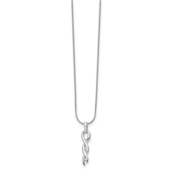 Sterling Silver Diamond Twist Necklace with Rhodium Finish
