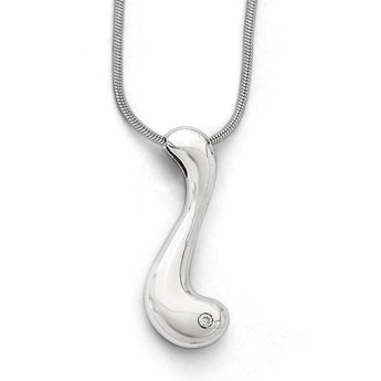 White Sterling Silver Diamond Necklace with Natural Charm