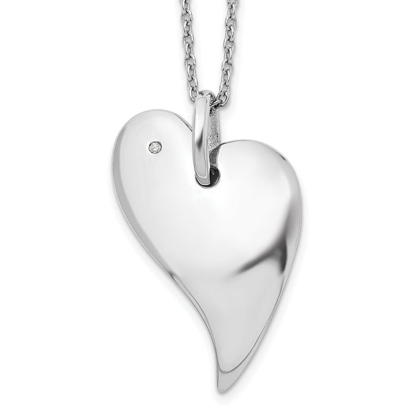 White Ice Sterling Silver Diamond Heart Necklace with Extender