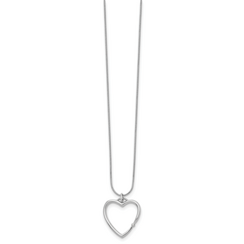 Sterling Silver Diamond Heart Necklace with Rhodium Polish & Extender