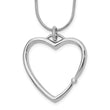 Sterling Silver Diamond Heart Necklace with Rhodium Polish & Extender