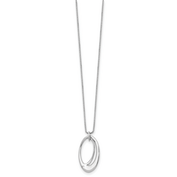 Sterling Silver Diamond Necklace with Rhodium Polish and Extender