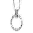 Sterling Silver Rhodium-Plated Oval Diamond Necklace with Extender Gift Ready